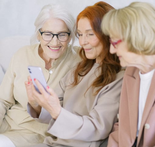 Elderly group of women doing a video chatting